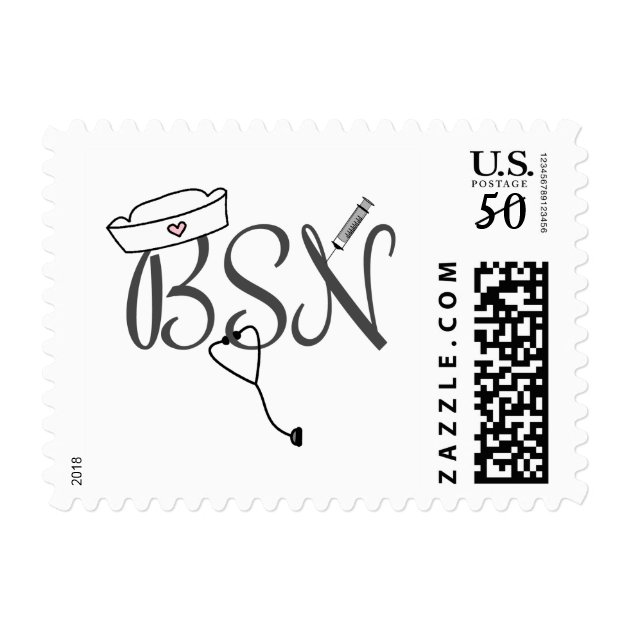 BSN Nurse Postage Stamp With Stethoscope