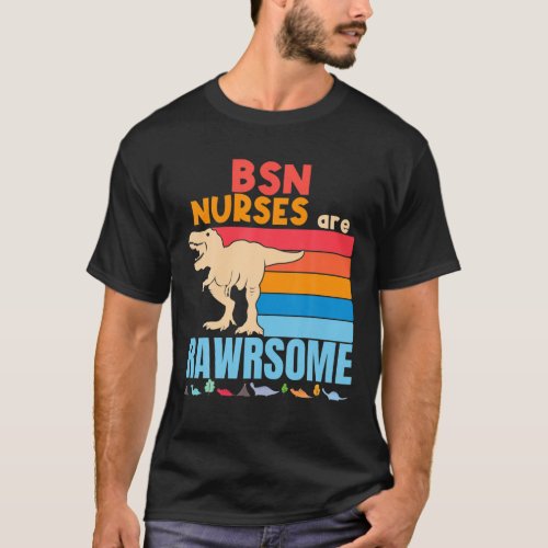 BSN Nurses Are Awesome Dinosaur BSN Nurse Gift Hos T_Shirt