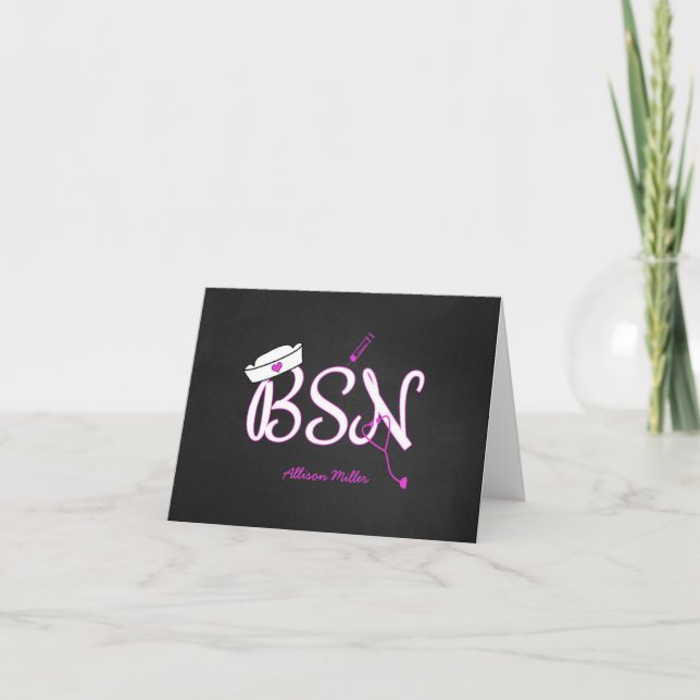 BSN personalized thank you cards, nurse graduation (Front)