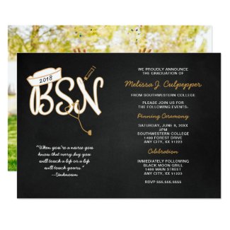 BSN photo graduation pinning party, black gold Invitation