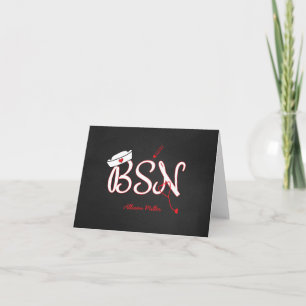 BSN red thank you cards, nurse graduation gift Card