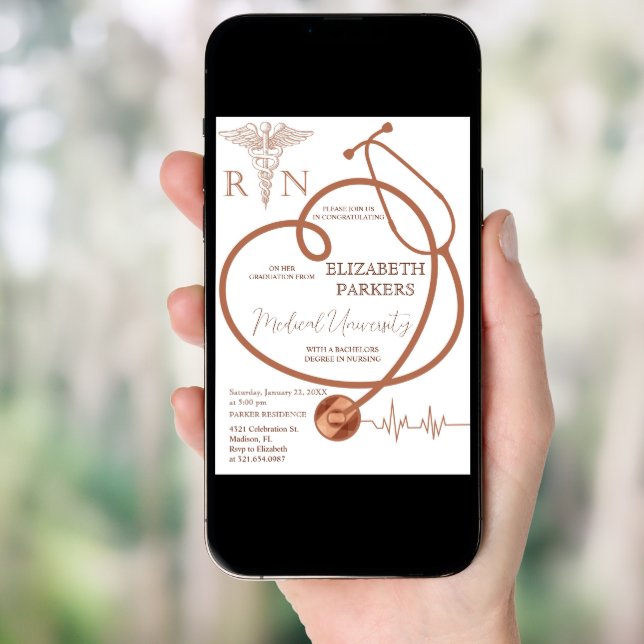 BSN RN Modern Nursing Graduation Party Invitation (Front Digital)