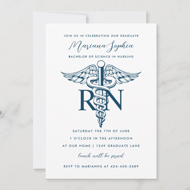 BSN RN Nurse Graduation Announcement Custom Color (Front)