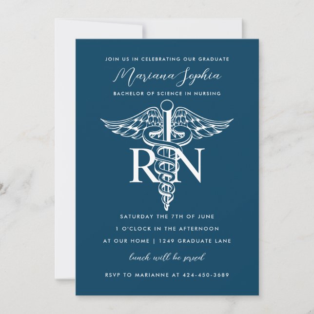 BSN RN Nurse Graduation Announcement Custom Color (Front)