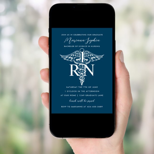 BSN RN Nurse Graduation Announcement Custom Color (Front Digital)