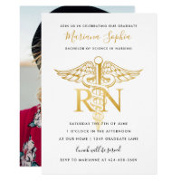 BSN RN Nurse Graduation Party Announcement Gold