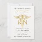 BSN RN Nurse Graduation Party Announcement Gold