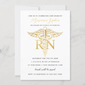 BSN RN Nurse Graduation Party Announcement Gold (Front)