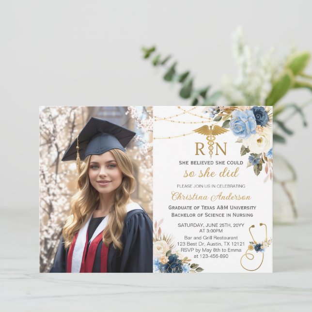 BSN RN Nursing Photo Graduation Party Invitation (Standing Front)
