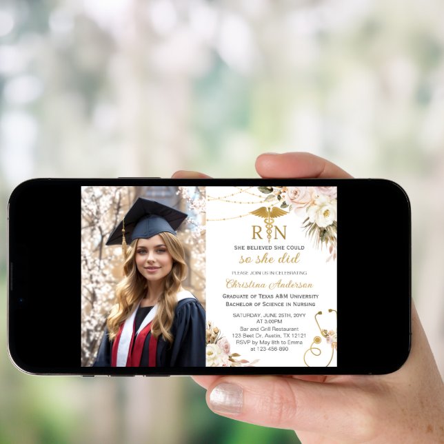 BSN RN Nursing Photo Graduation Party Invitation (Front Digital)