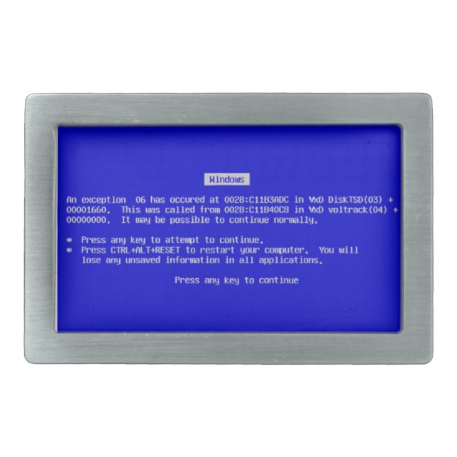 BSOD Belt Buckle - Blue Screen of Death Windows (Front)