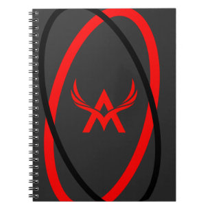bstract Geometric Pattern Black Red Gray Notebook