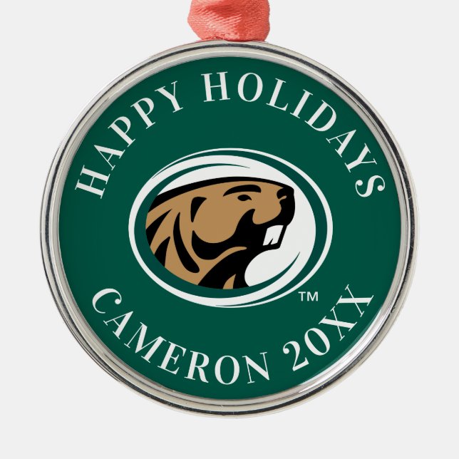 BSU Beaver Mark Metal Ornament (Front)