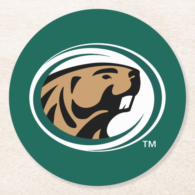 BSU Beaver Mark Round Paper Coaster (Front)