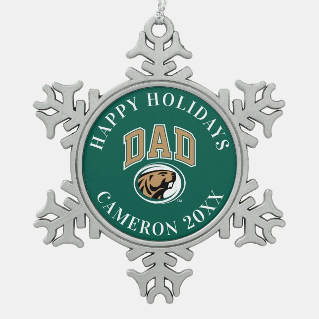 BSU Dad Snowflake Pewter Christmas Ornament (Front)