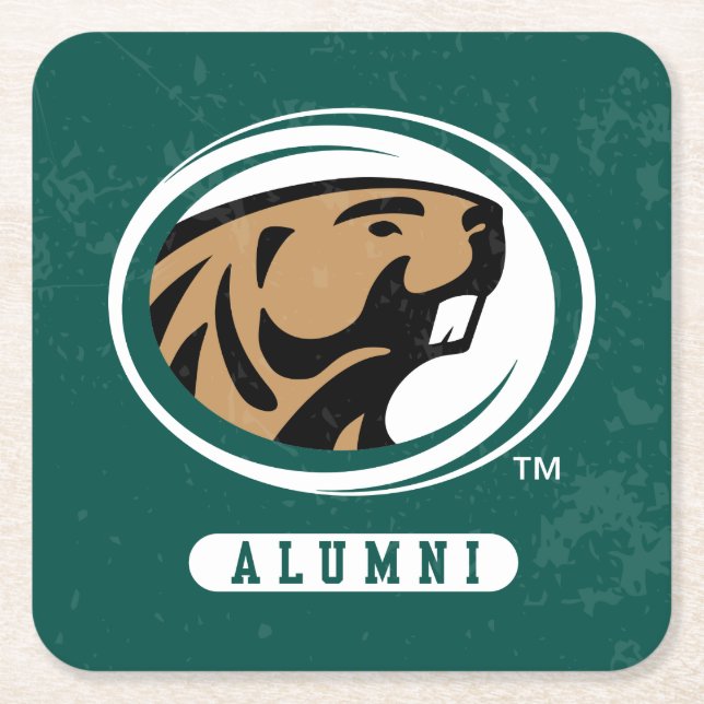 BSU Distressed Square Paper Coaster (Front)