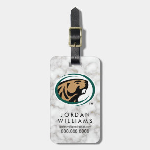 BSU White Marble Luggage Tag