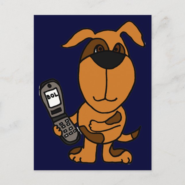 BT- Funny Cartoon Dog Texting Postcard (Front)