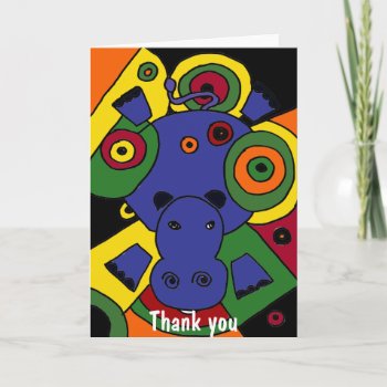Bt- Hippo Abstract Art Thank You Card by inspirationrocks at Zazzle
