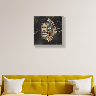 BTC motivation   Skull   Gold Marble Canvas Photo Tile