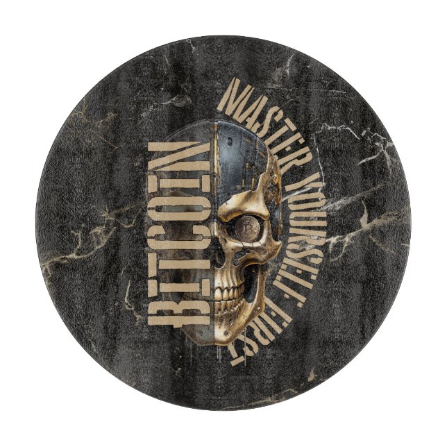 BTC motivation | Skull | Gold Marble Cutting Board (Front)