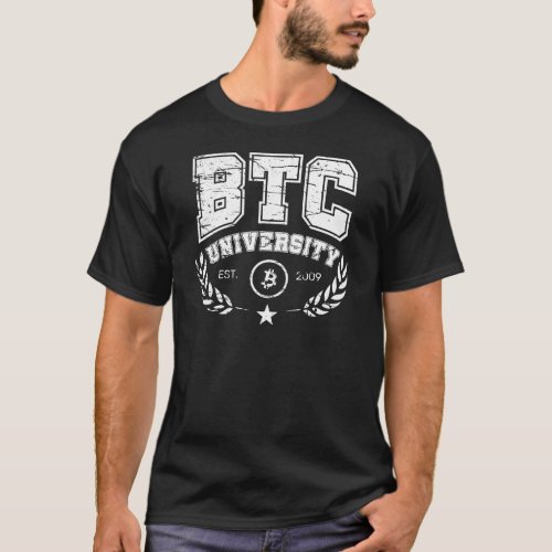 BTC University Bitcoin College vintage retro T_Shirt