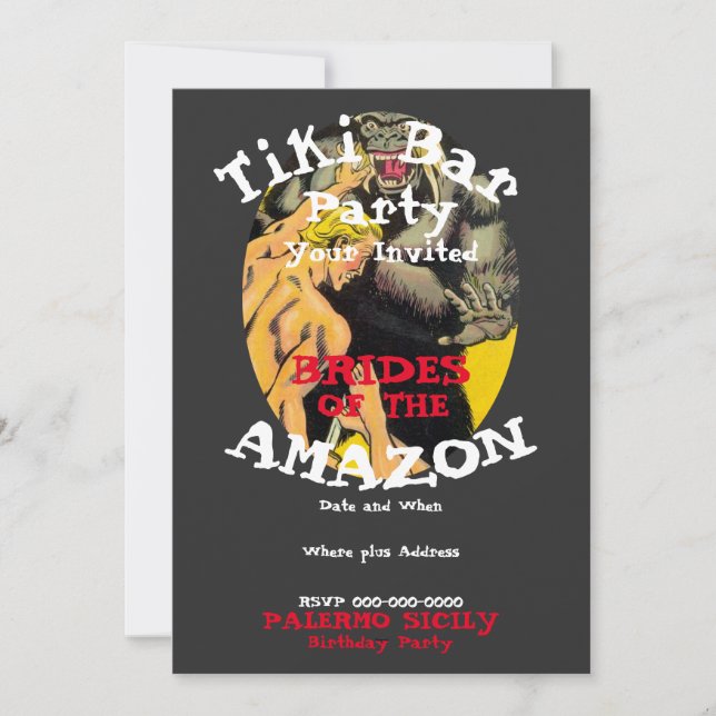 BthDay Party Tiki Bar Birthday 1st 2nd 3rd 4th 5th Invitation (Front)