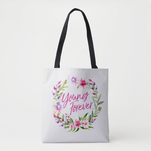 BTS YOUNG FOREVER FLORAL WREATH TOTE BAG (Front)