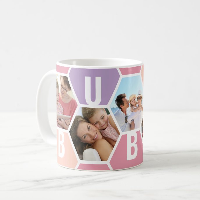 Bubbe 5 Photo Editable 5 Letter Honeycomb Coffee Mug