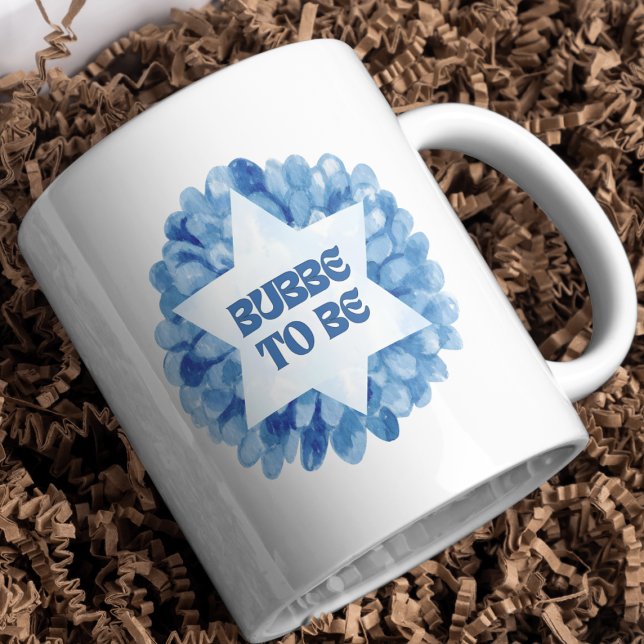 "Bubbe to Be" Funny New Jewish Grandma Watercolor Coffee Mug (Enjoy your daily tea in this Bubbe-to-be mug, crafted for Jewish grandmothers who love to kvell.)