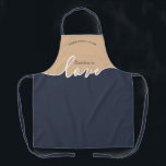 BUBBIE is Love NAVY & TAN Script Apron<br><div class="desc">Bubbie is Love NAVY & TAN. Clean Modern Script design. There is nothing like a grandmother's love. A great way to say I love you Coordinates with our matching Challah Dough Cover which you can find here: https://www.zazzle.com/collections/coordinated_apron_sets-119984004460509285 ABOUT OUR CHALLAH DOUGH COVERS: Baking enthusiasts: Express yourself & show off your...</div>