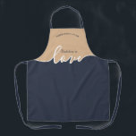 BUBBIE is Love NAVY & TAN Script Apron<br><div class="desc">Bubbie is Love NAVY & TAN. Clean Modern Script design. There is nothing like a grandmother's love. A great way to say I love you Coordinates with our matching Challah Dough Cover which you can find here: https://www.zazzle.com/collections/coordinated_apron_sets-119984004460509285 ABOUT OUR CHALLAH DOUGH COVERS: Baking enthusiasts: Express yourself & show off your...</div>