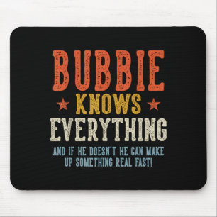 Bubbie knows everything father's day retro vintage mouse pad