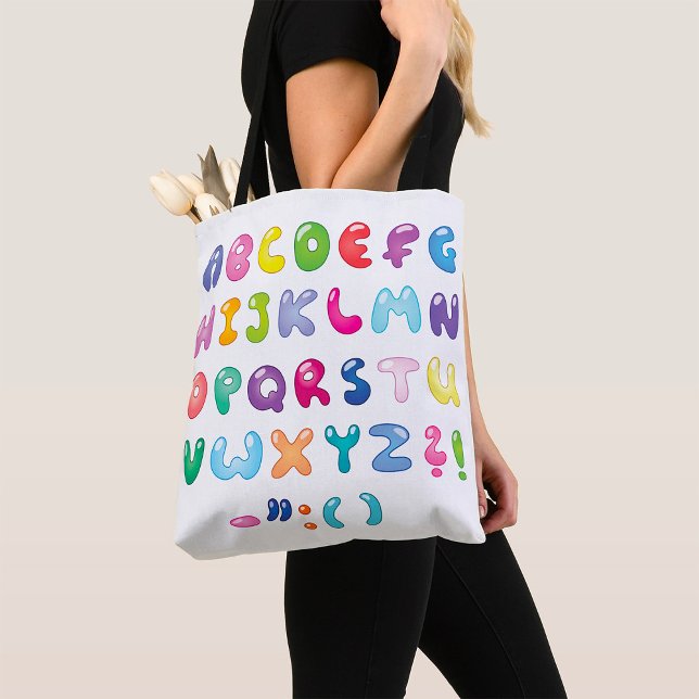 Bubble Alphabet Letters Kids Typography Tote Bag (Creator Uploaded)