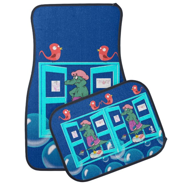 Bubble Bath Alligator Birds Floor Car Mats (Set)