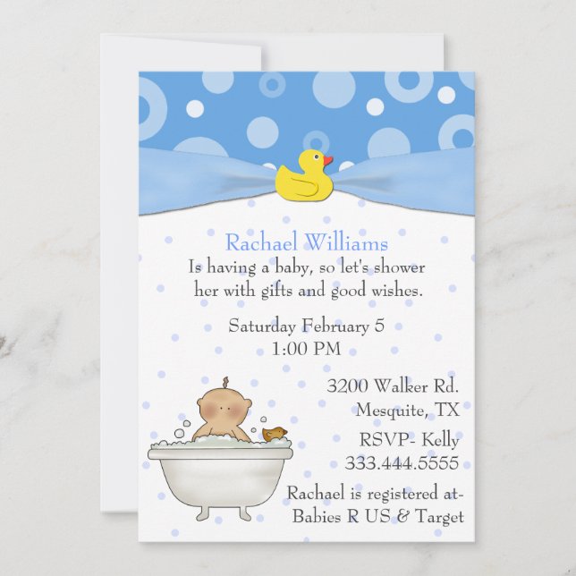 Bubble Bath Baby Boy Shower Invitation (Front)