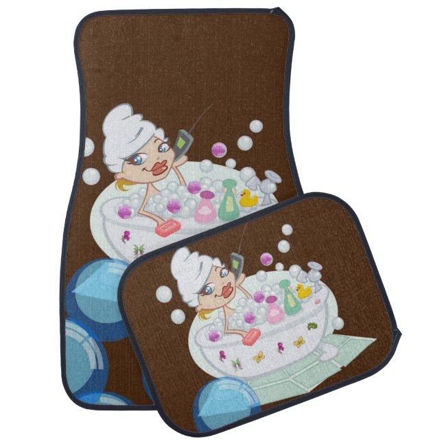 Bubble Bath Brown Floor Car Mats (Set)
