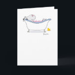 BUBBLE BATH CARD<br><div class="desc">A lovely cow relaxes amongst pink bubbles in a clawfoot tub.</div>