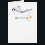 BUBBLE BATH CARD<br><div class="desc">A lovely cow relaxes amongst pink bubbles in a clawfoot tub.</div>