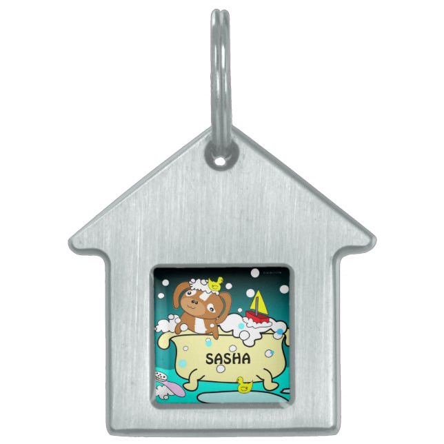 Bubble Bath Dog Pet Tag 1 (Front)