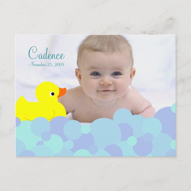 Bubble Bath Photo Birth Announcement Postcard (Front)