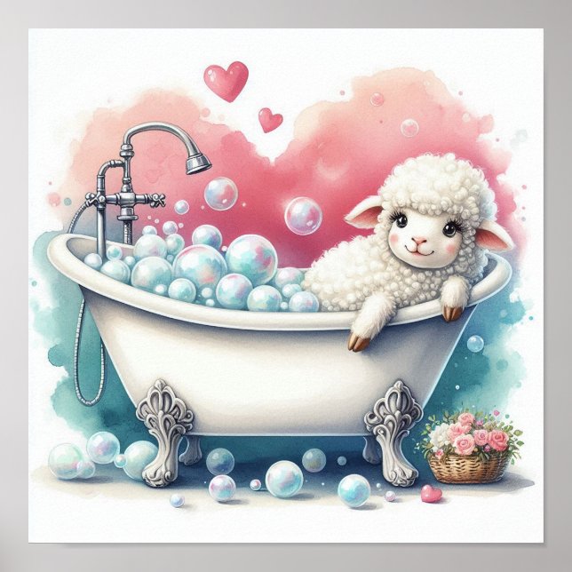 Bubble Bath Sheep Poster (Front)