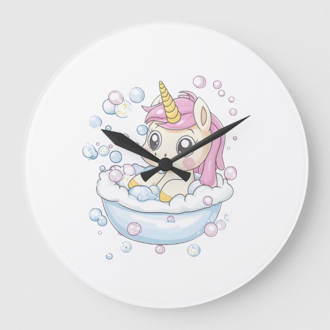 Bubble Bath Unicorn (1) Large Clock (Front)