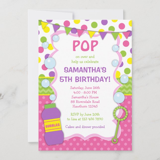 Bubble Birthday Invitation / Bubble Invite (Front)