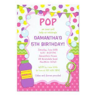 Girls Bubbles Birthday Invitations | Zazzle