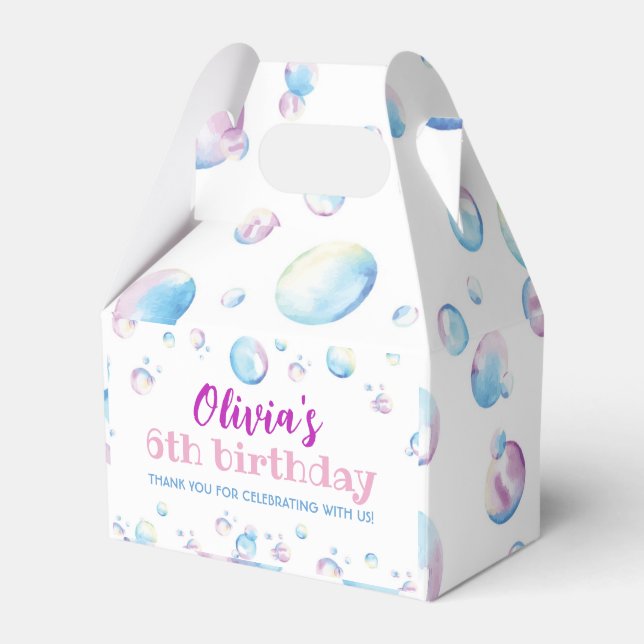 Bubble Birthday Party Favor Box Pop On Over (Front Side)