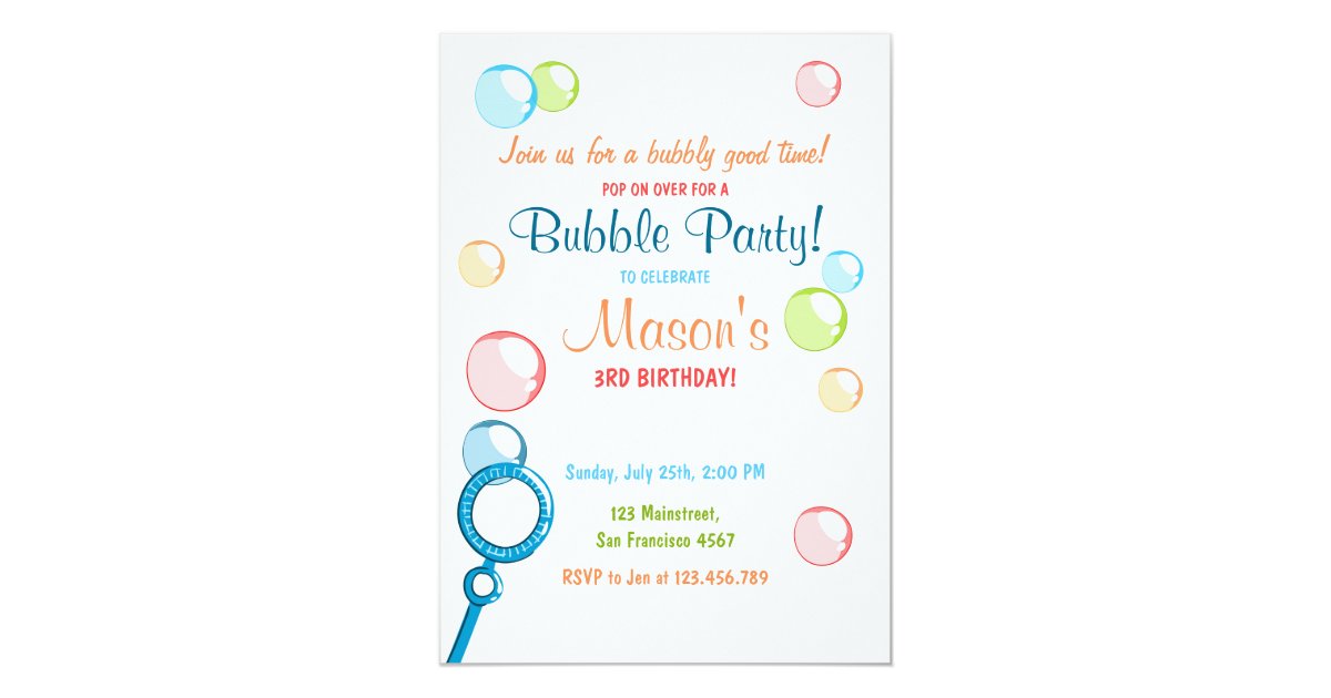 Bubble Birthday Party Invitation POP Birthday Boy