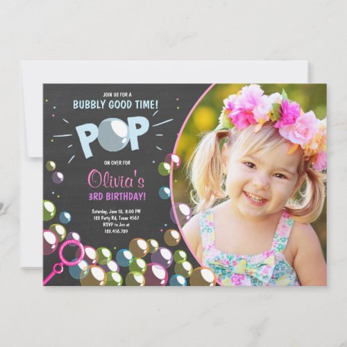 Bubble Birthday Party Invitation POP Birthday Girl