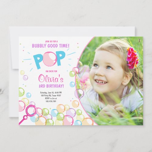 Bubble Birthday Party Invitation POP Birthday Girl