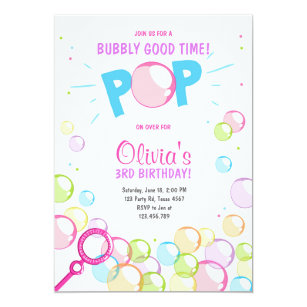 girls bubbles birthday invitations zazzle